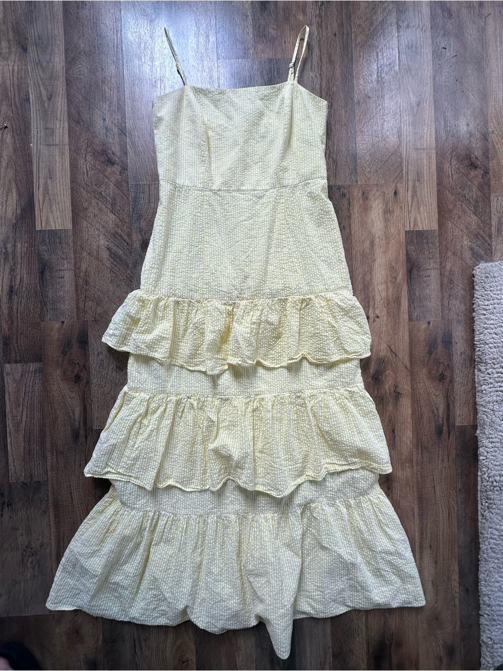 J. Crew Pale Yellow Tiered Spaghetti-Strap Maxi Dress